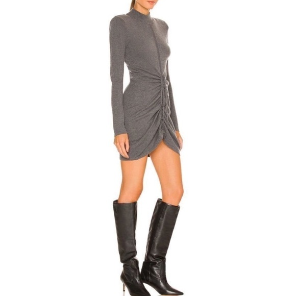 Ronny Kobo x Free People Macall Gray Knit Adjustable Ruched Sweater Mini Dress - Picture 15 of 16